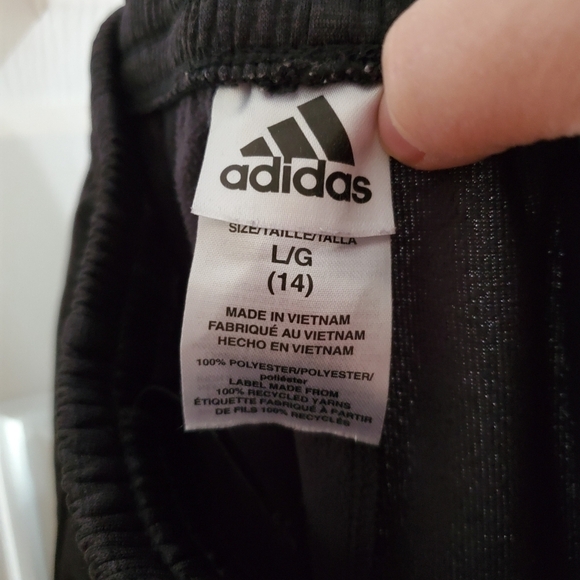 Adidas Girls Gray & Purple Melange Fleece Joggers Size Large 14 - Picture 3 of 4